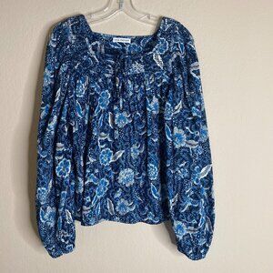 ulla johnson floral print long sleeve blouse